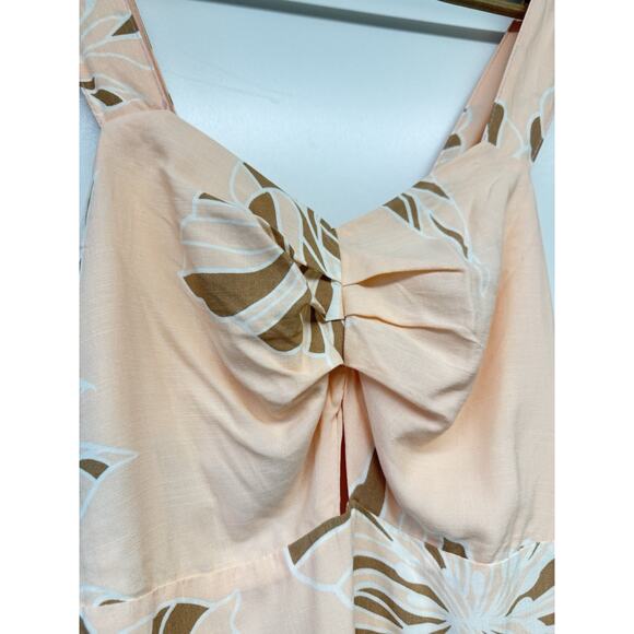 Lucy in the Sky Peach Floral High Low Tiered Layered Sleeveless Keyhole Dress P - Picture 5 of 11